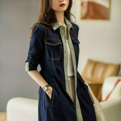 ĐẦM JEAN DENIM DÁNG XÒE PHỐI CỔ TAY LỠ - J.16